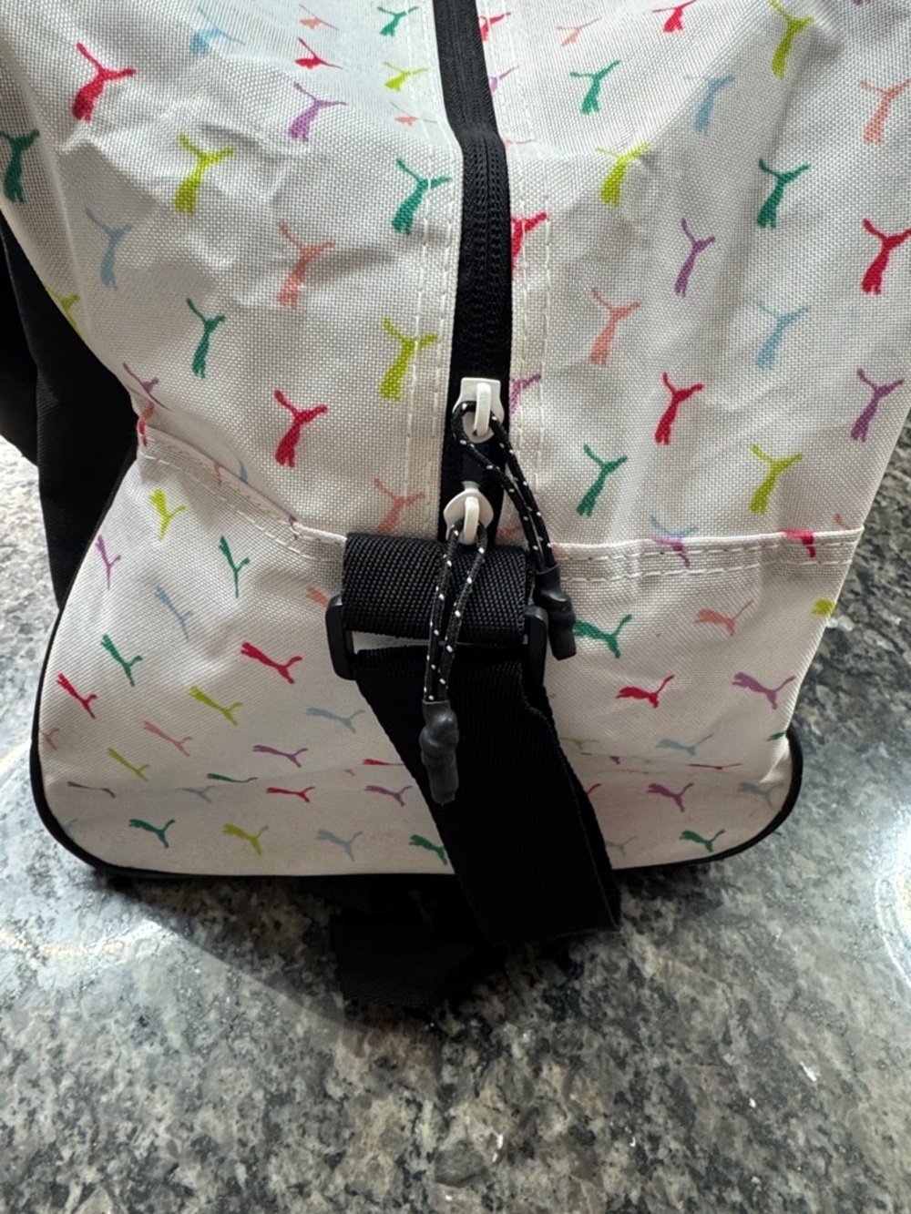 Puma Black Duffel Bag with Pink Logo and White Accents EUC - Picture 7 of 13